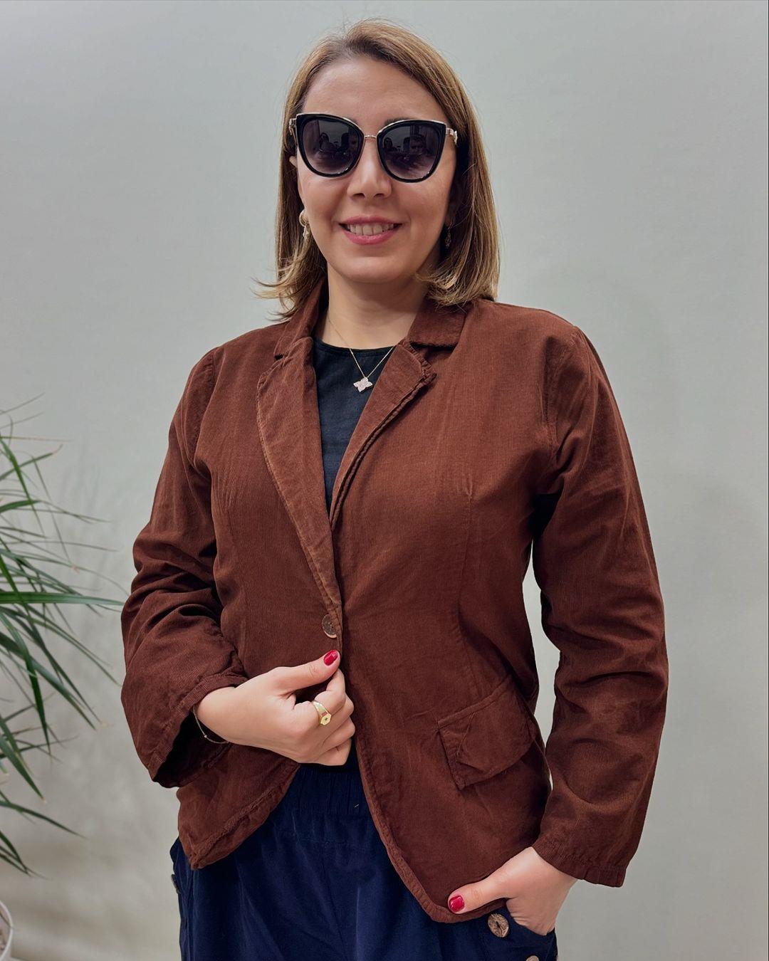 İtalyan Kadife Ceket - KAHVERENGİ