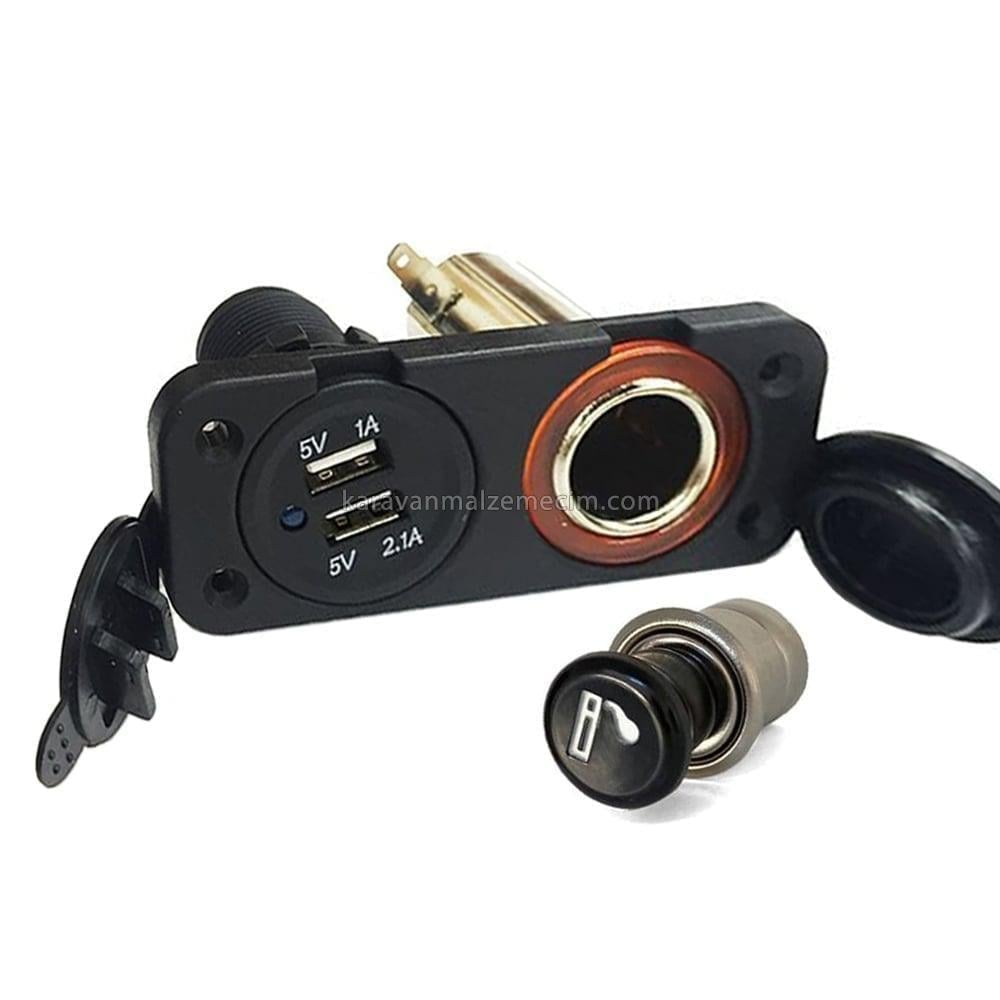 Çiftli USB Girişi Set +  Çakmaklık Söketi 12v Set