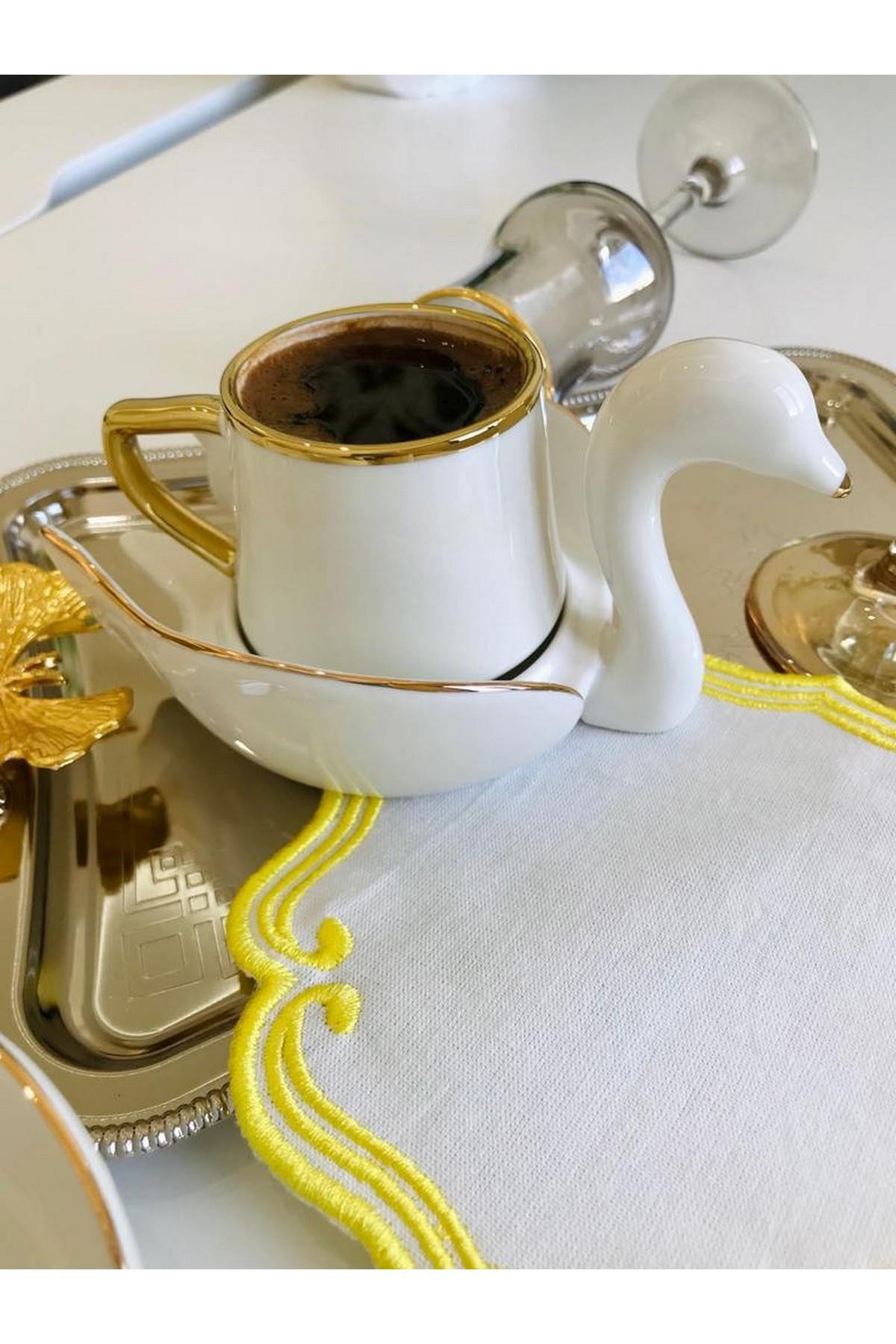 Bee Home & Dekor-Kuğu 2 Kişilik Kahve Fincanı