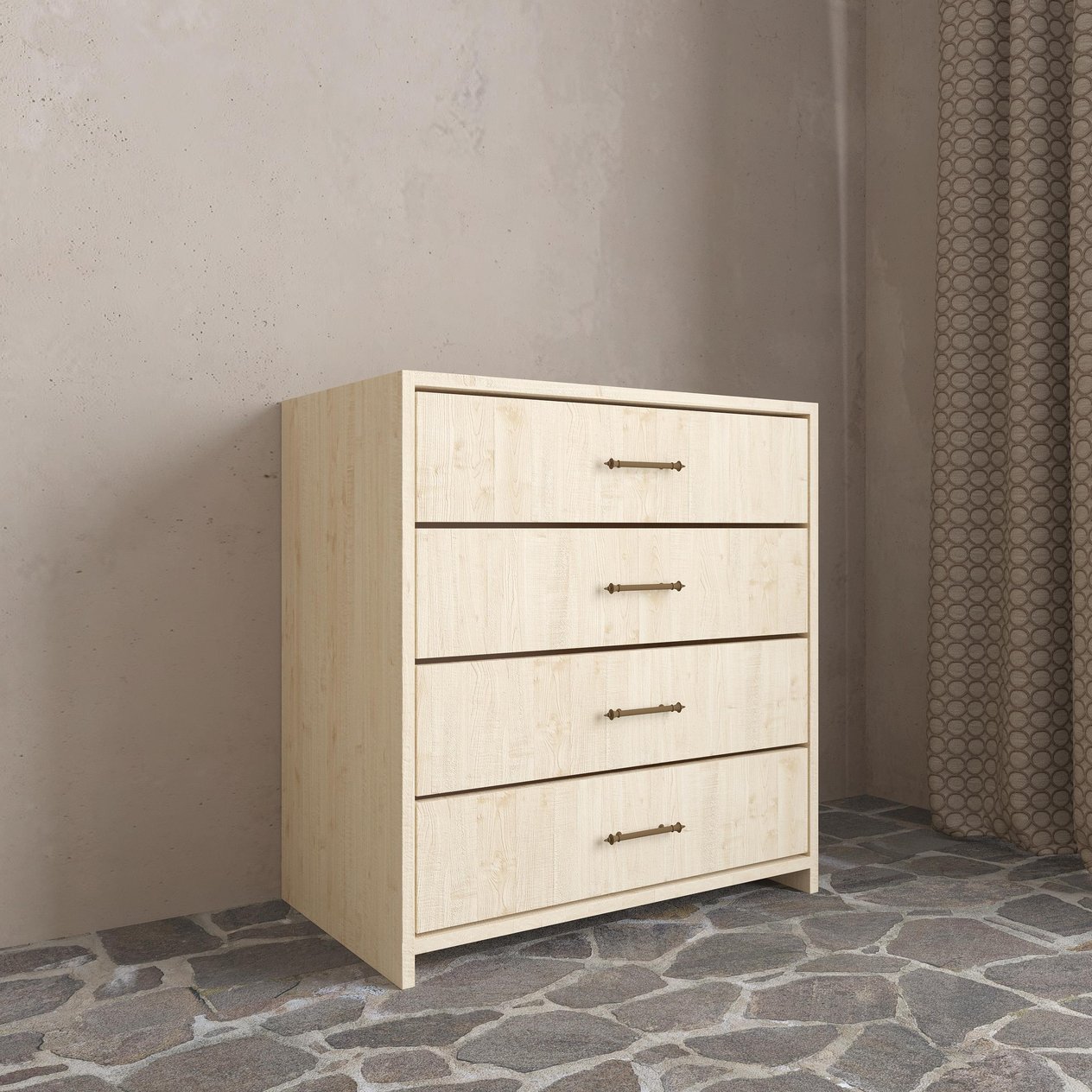 Softwood Vernik Şifonyer 4 Çekmece