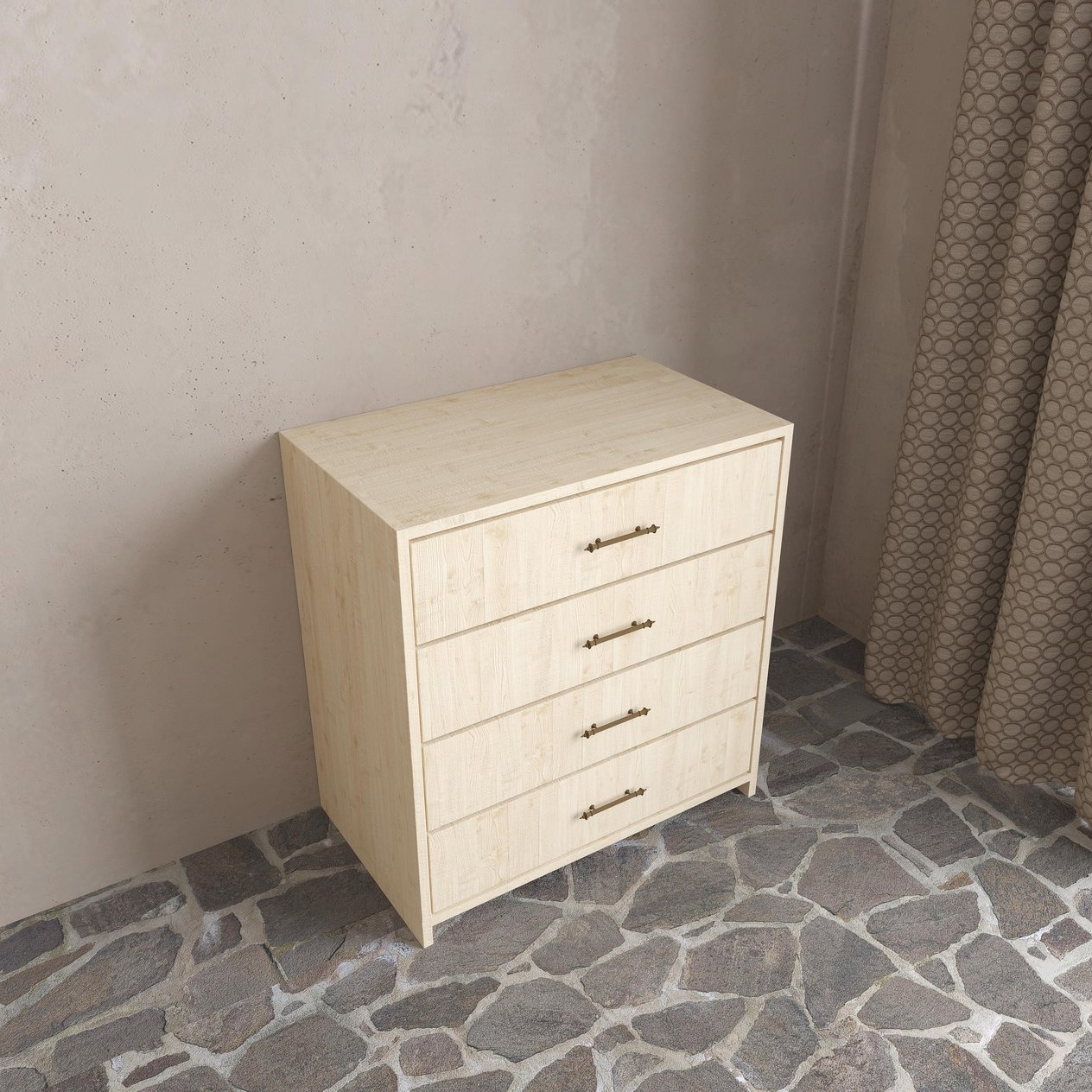 Softwood Vernik Şifonyer 4 Çekmece