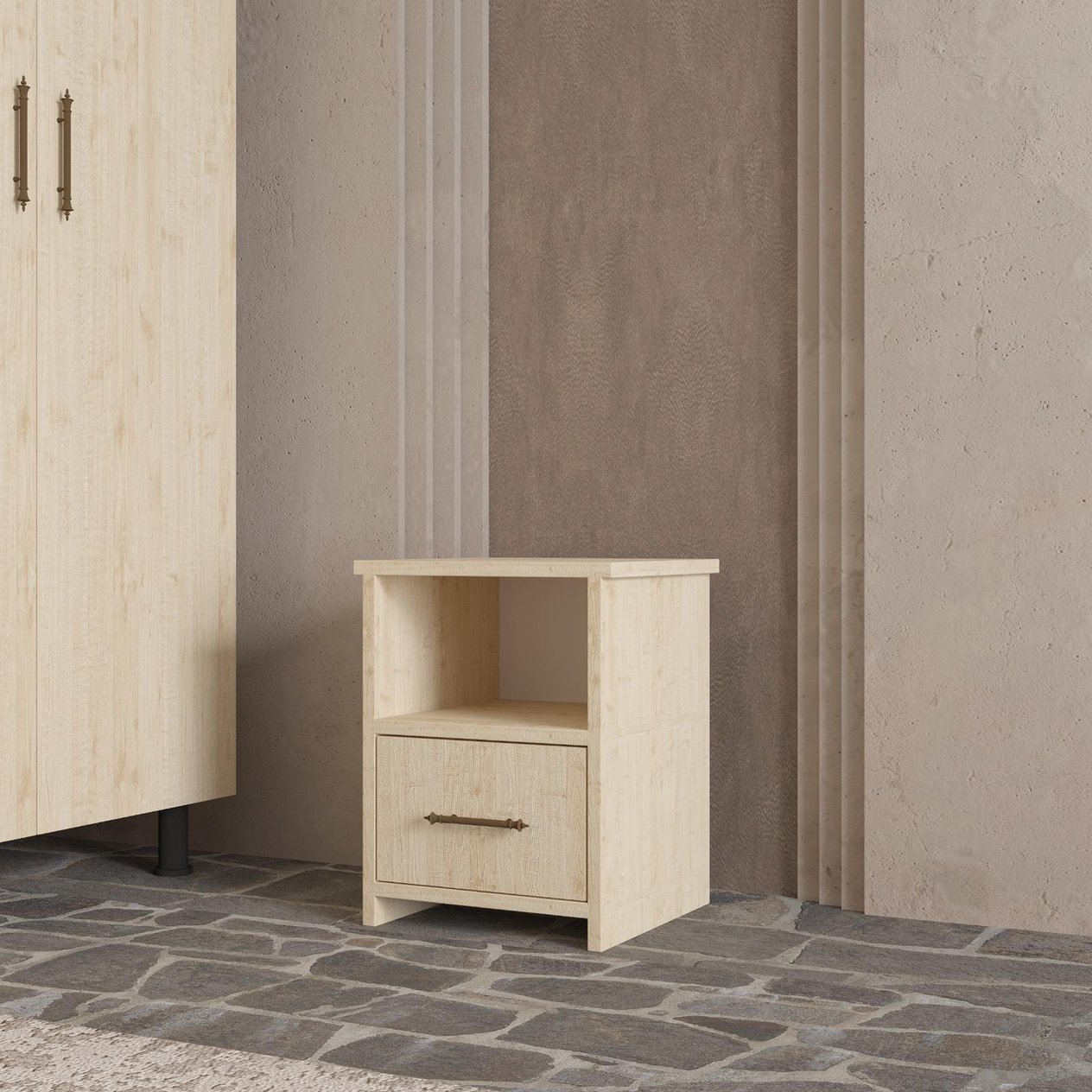 Softwood Vernikli Komodin Çekmeceli