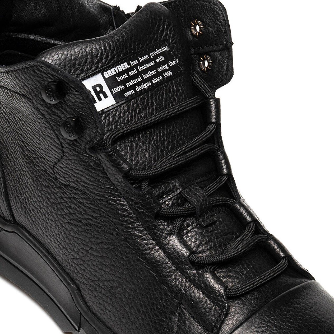 Greyder 14361 Erkek Siyah Hakiki Deri Sneaker Bot 