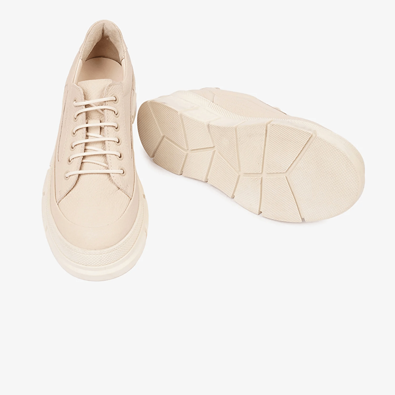 Greyder 32670 Kadın Ekru Hakiki Deri Sneaker Ayakkabı 