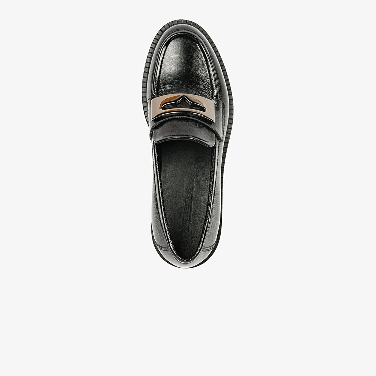 Greyder 33900 Kadın Siyah Rugan Hakiki Deri Loafer Ayakkabı