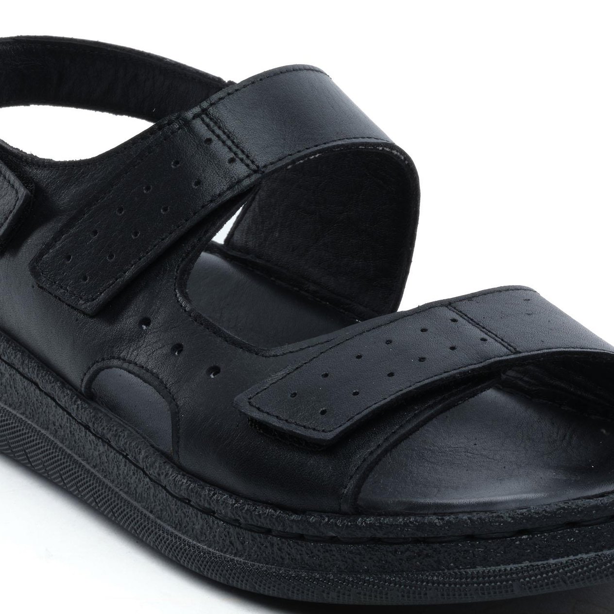 Greyder 64692 Siyah Erkek Hakiki Deri Sandalet