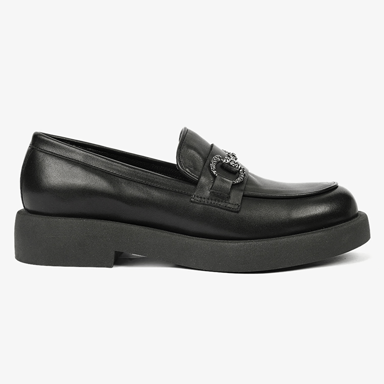 Greyder 72133 Kadın Siyah Hakiki Deri Loafer Ayakkabı