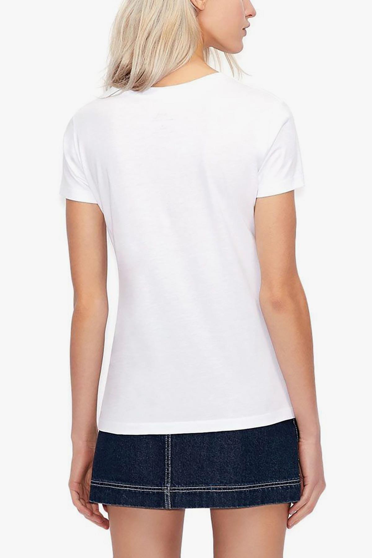 Armani Exchange Beyaz Check In Logo Kadın T-Shirt