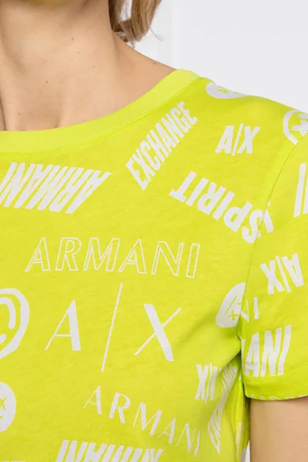 Armani Exchange Logo Yeşil Kadın T-Shirt