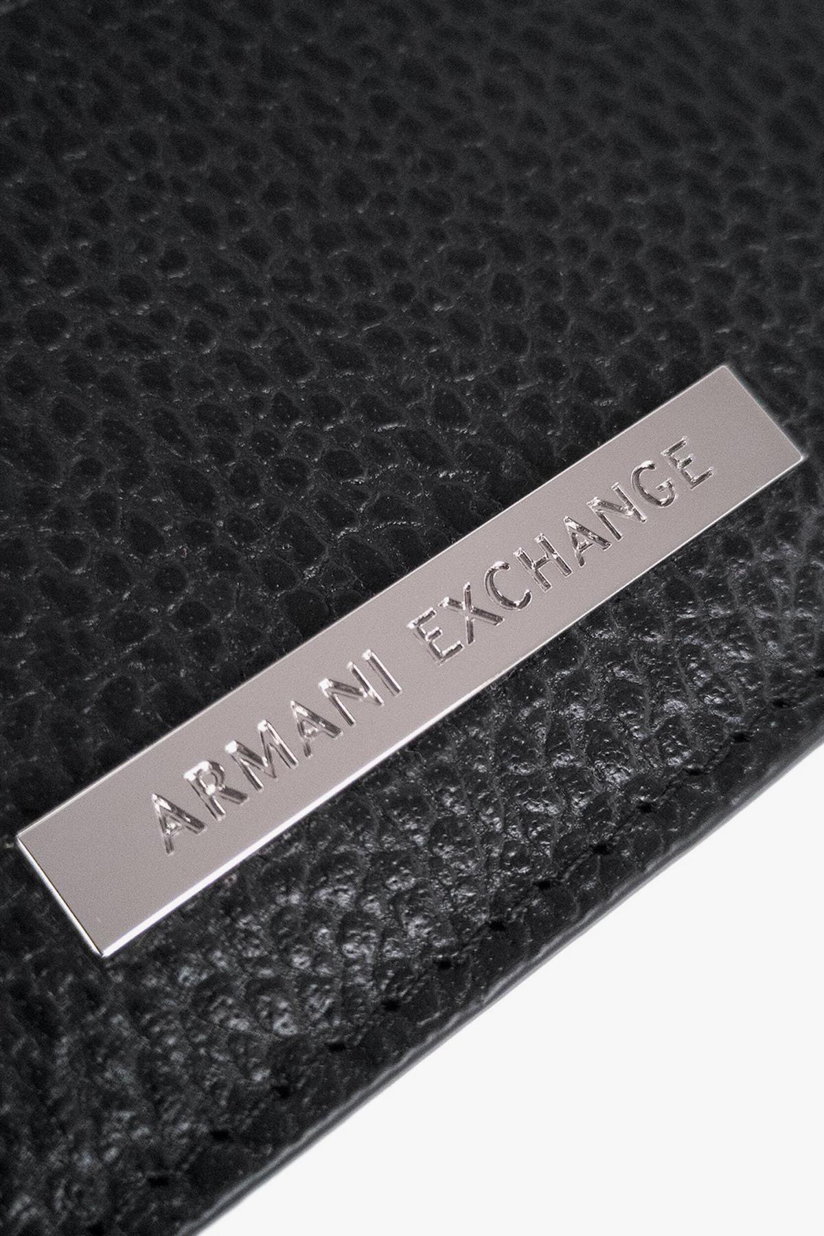 Armani Exchange Logolu % 100 Deri Erkek Siyah Kartlık