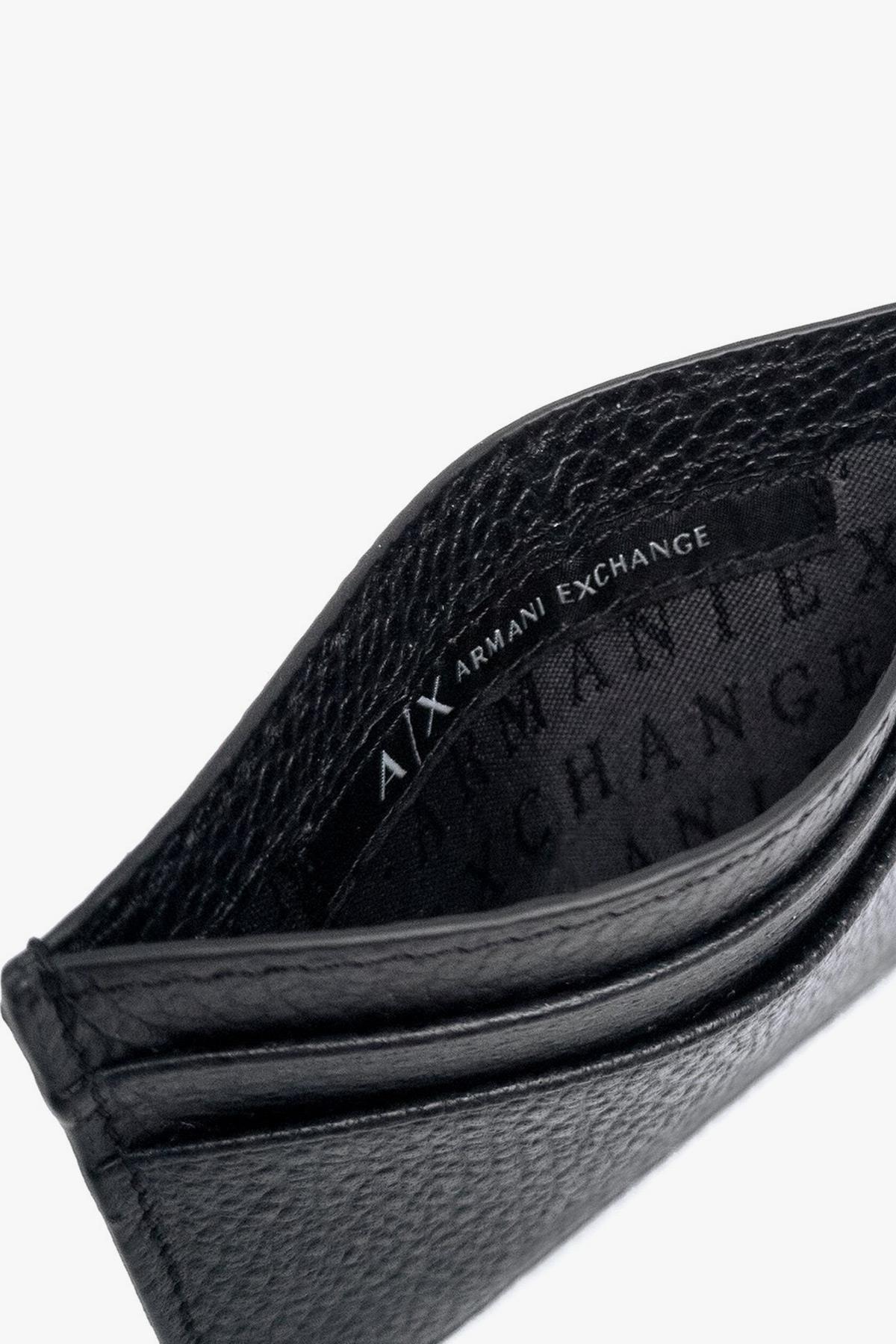 Armani Exchange Logolu % 100 Deri Erkek Siyah Kartlık