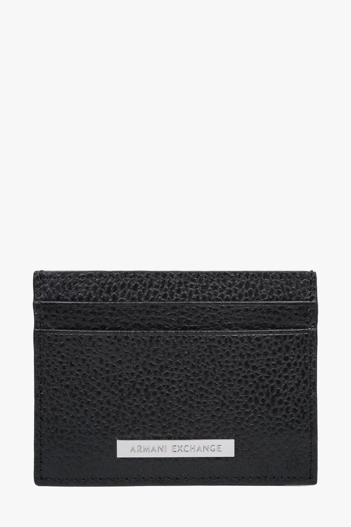 Armani Exchange Logolu % 100 Deri Erkek Siyah Kartlık