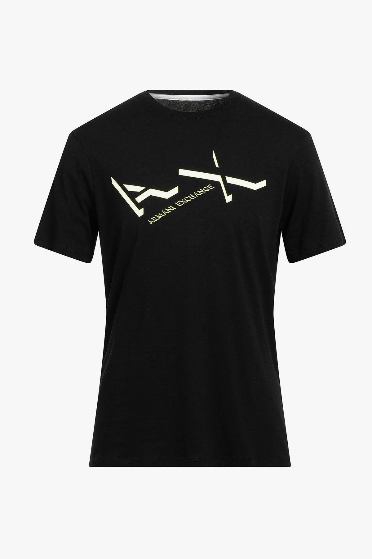 Armani Exchange Siyah Pamuklu Bisiklet Yaka Erkek T-Shirt