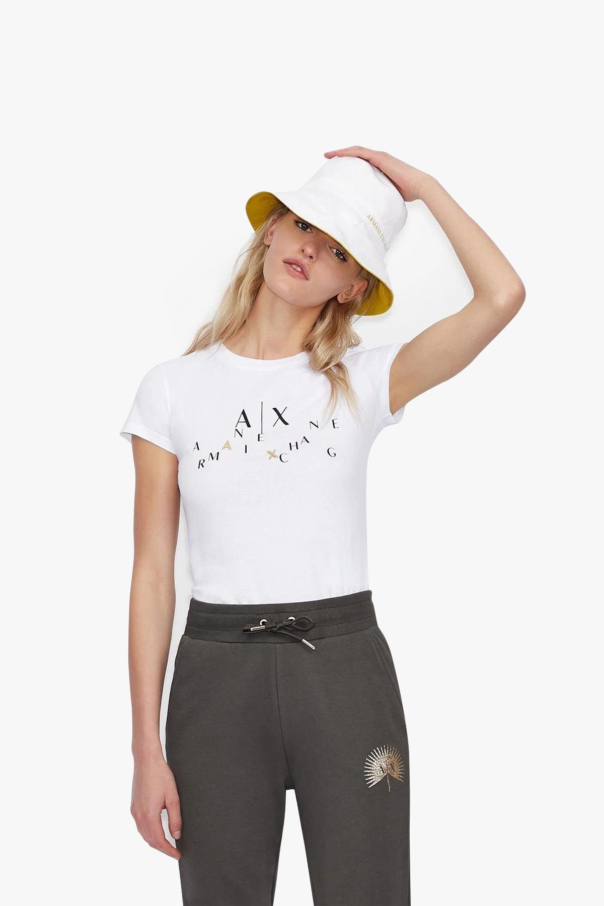 Armani Exchange Slim Fit Beyaz Kadın T-Shirt