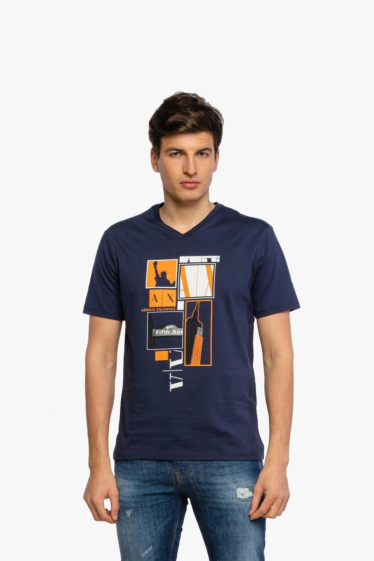 Armani Exchange V Yaka Pamuklu Erkek T-Shirt