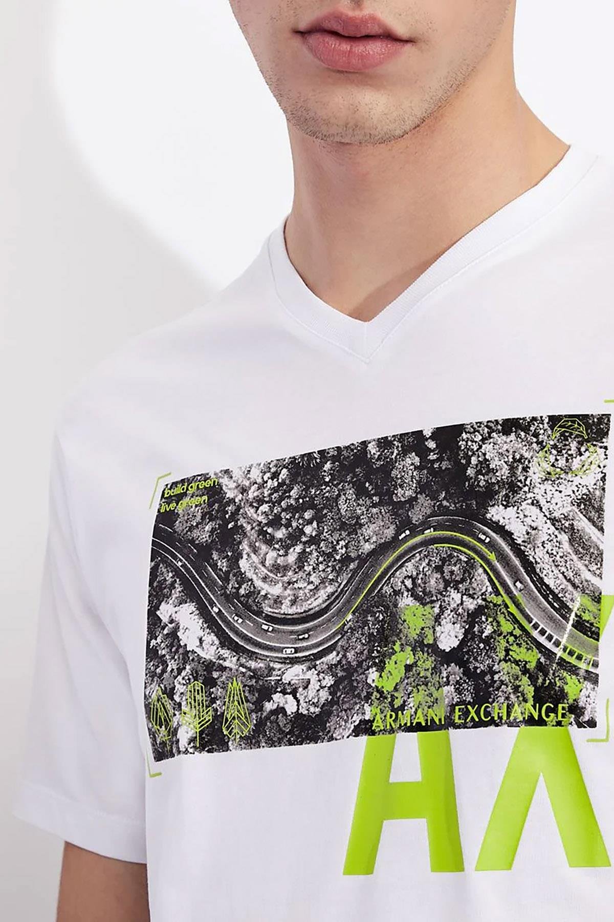 Armani Exchange V Yaka Pamuklu Erkek T-Shirt