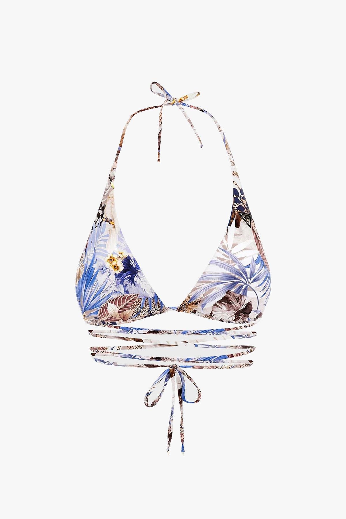 Guess Desenli Bağlama Detaylı Üçgen Kadın Bikini Üstü Mayo E3GJ06-MC04R
