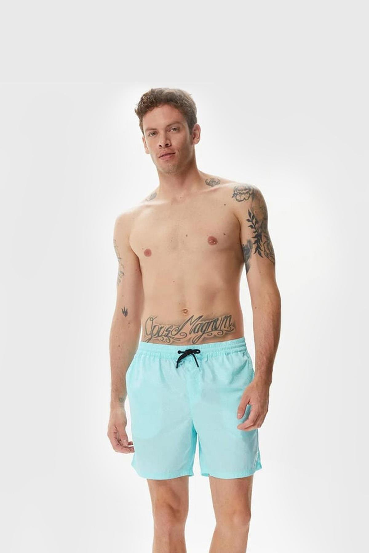 Guess Erkek Desenli Düz Mayo Deniz Şortu F3GT04-WO07F