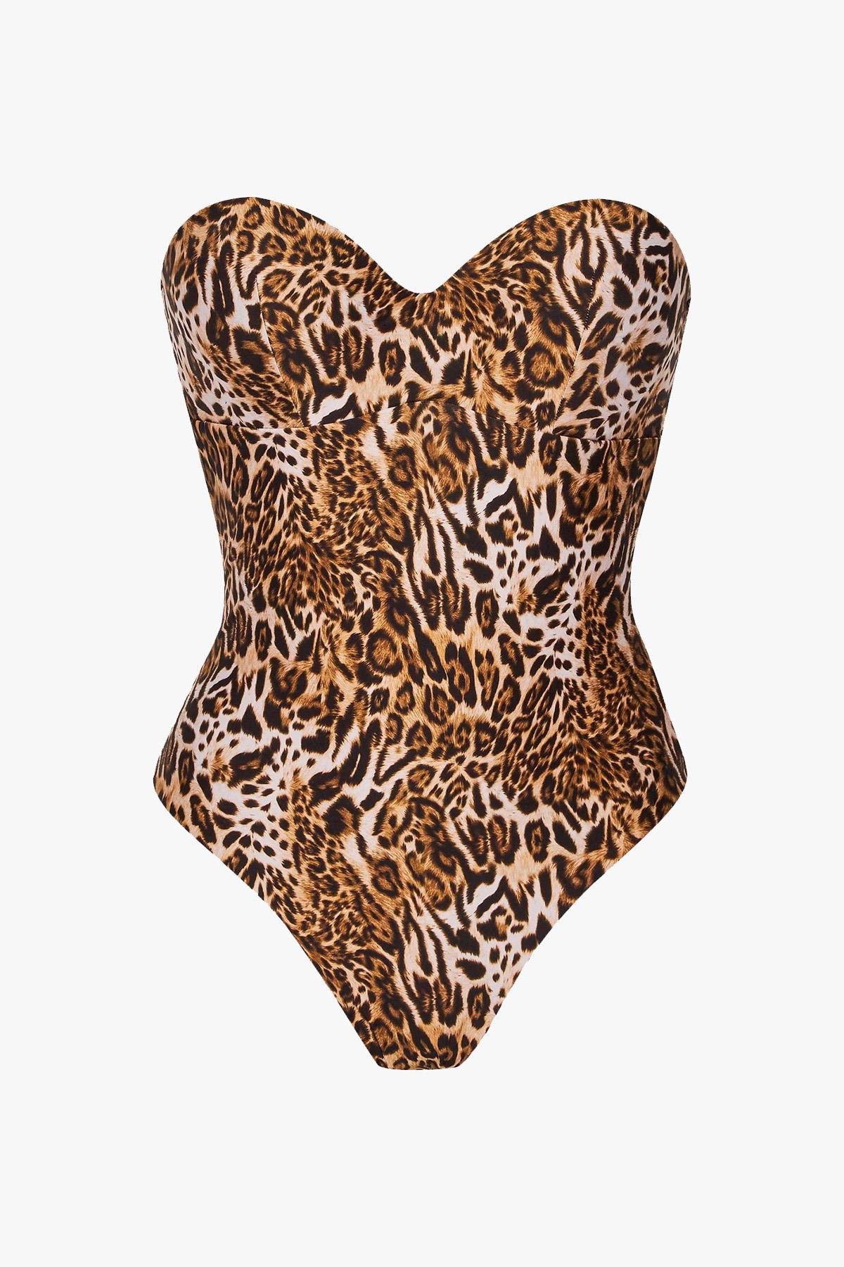 Guess Kadın Leopar Desenli One Piece Mayo E3GJ08-MC04R
