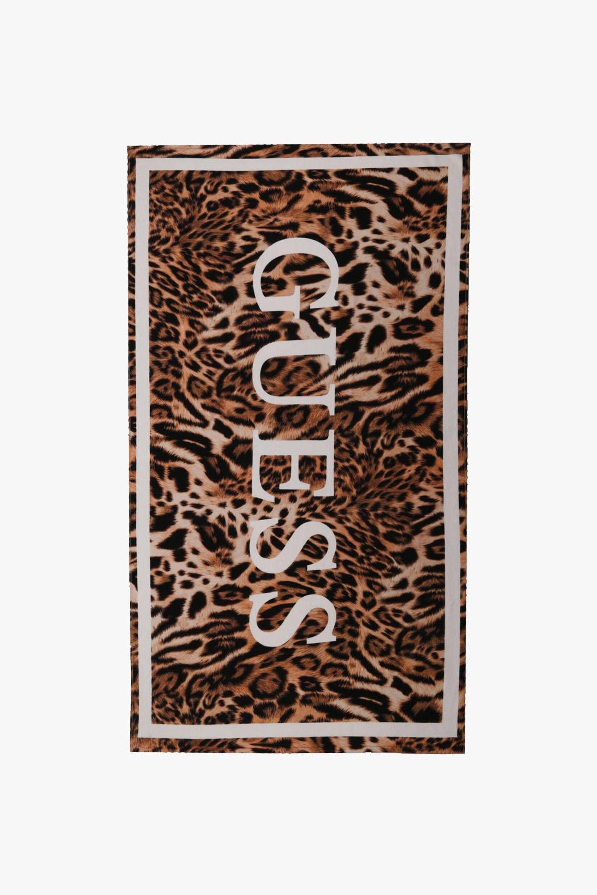 Guess Leopar Desenli Pamuklu Bayan Plaj Havlusu E3GZ08KBN40