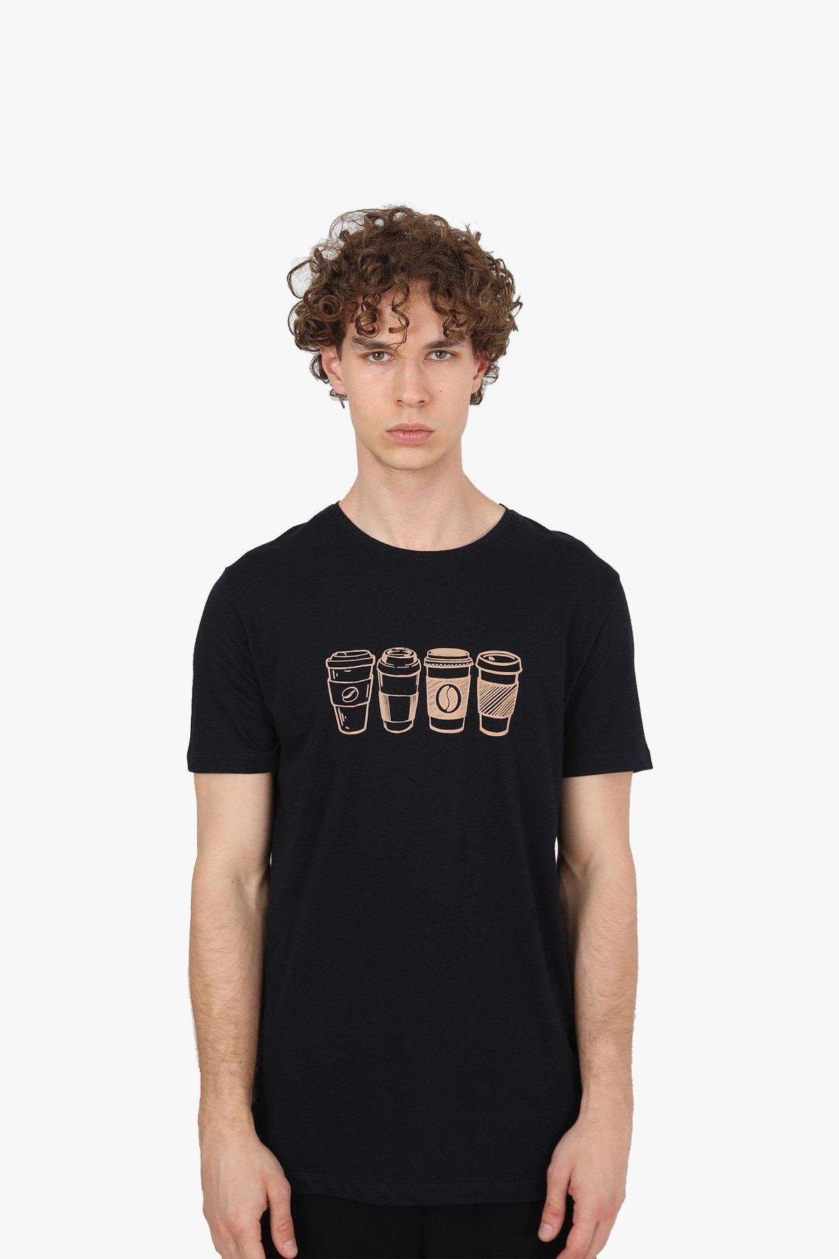 John Frank Coffee Eighty Five Lacivert Erkek T-Shirt