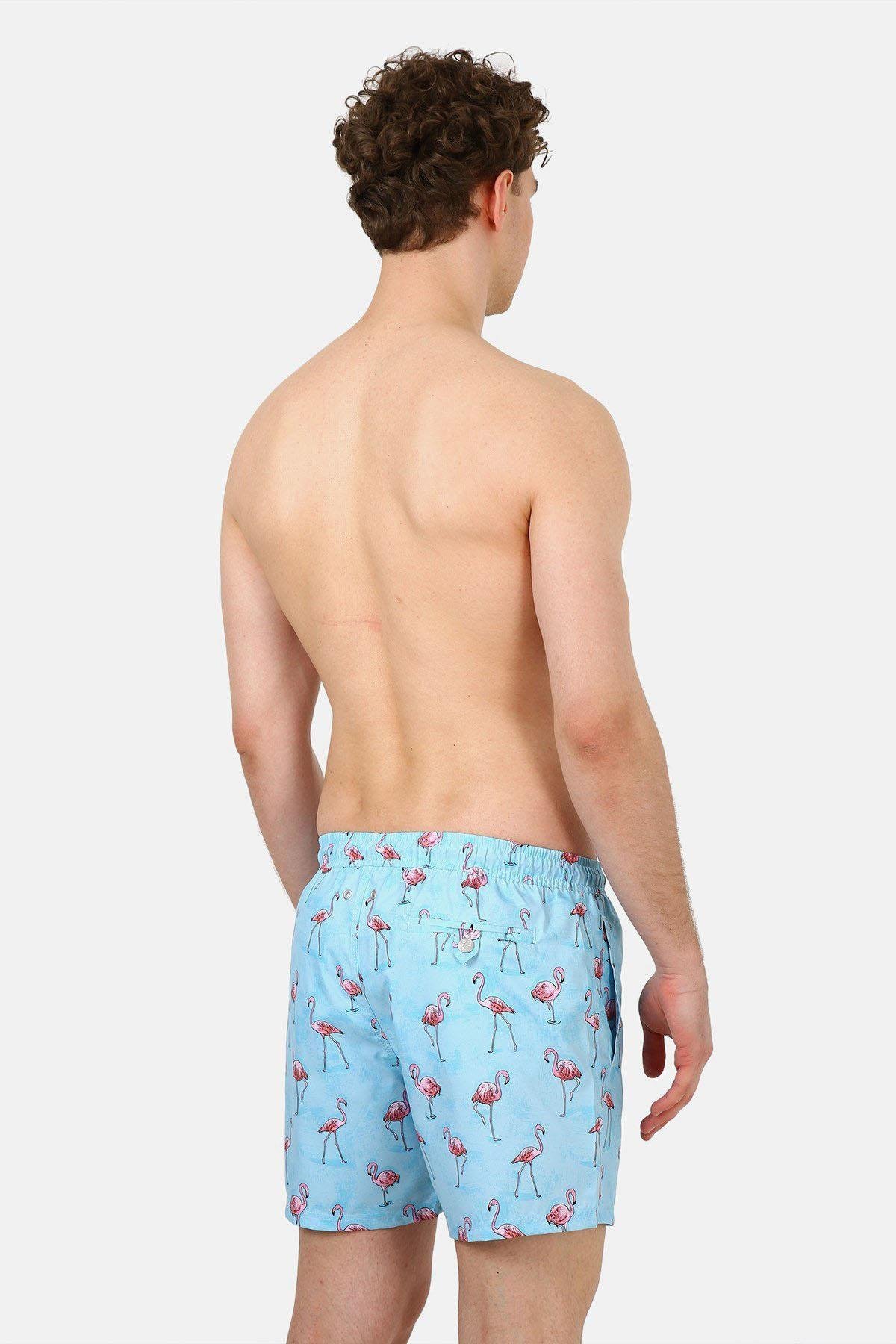 John Frank Flamingo Mavi Multicolor Mayo Şort