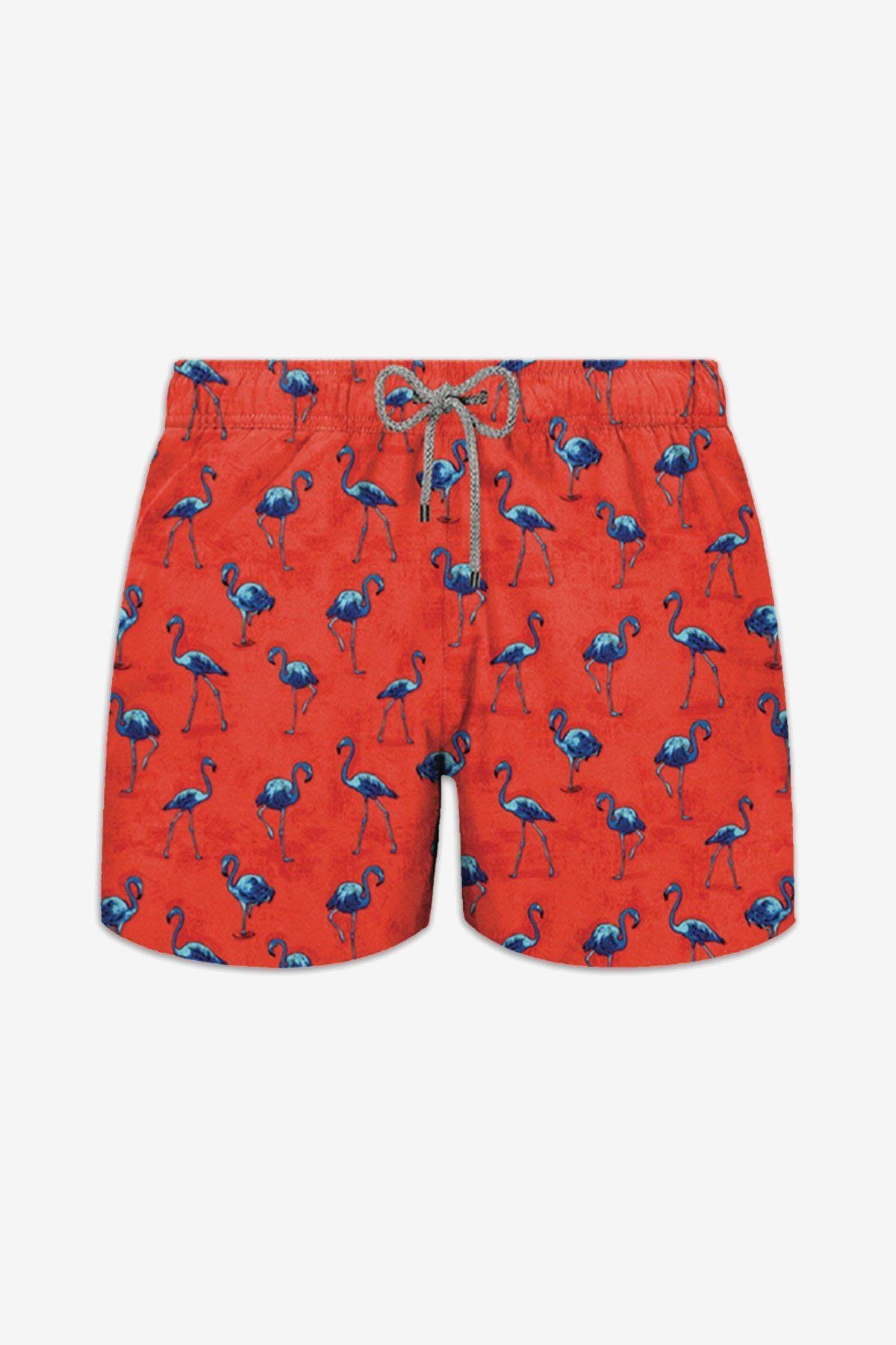 John Frank Kırmızı Flamingo Erkek Çocuk Deniz Şortu
