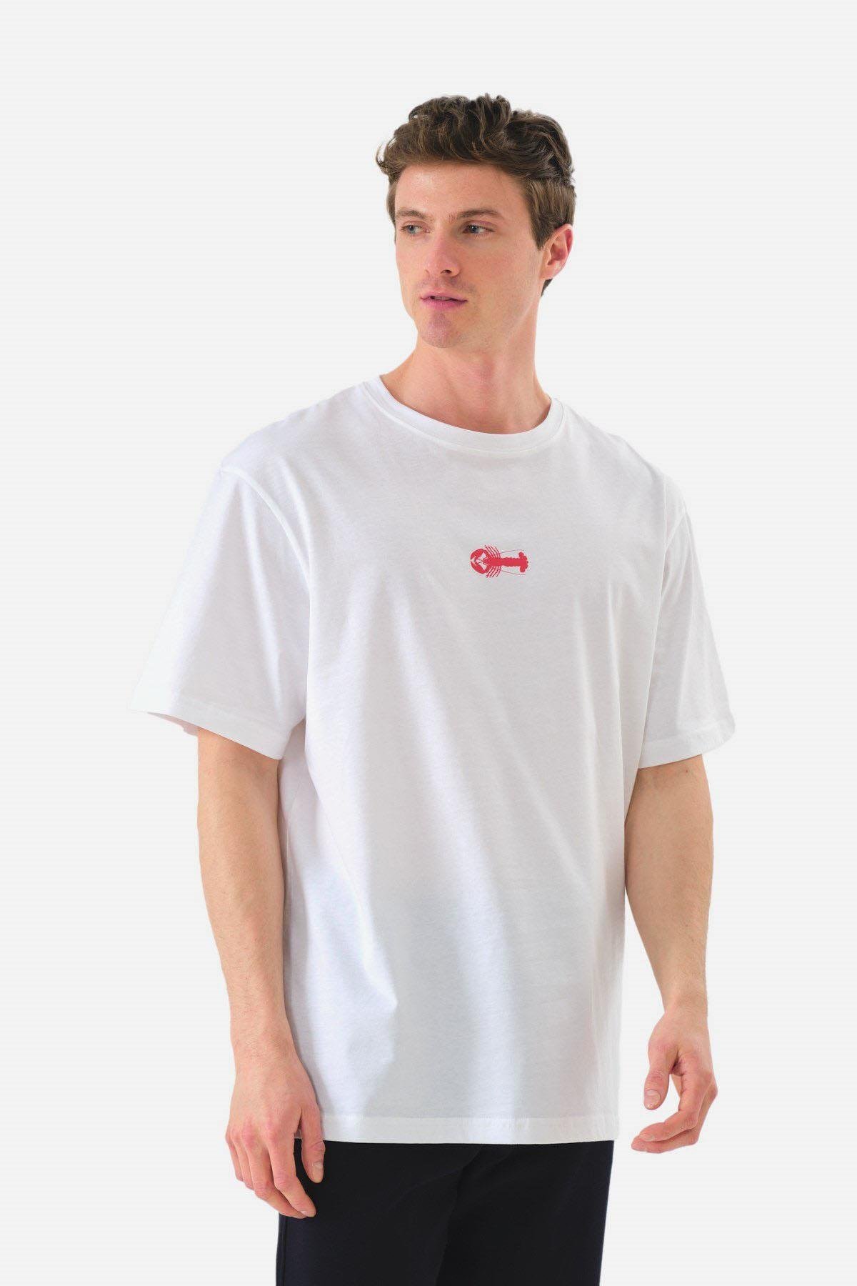 John Frank Lobster Oversize Beyaz Erkek T-Shirt