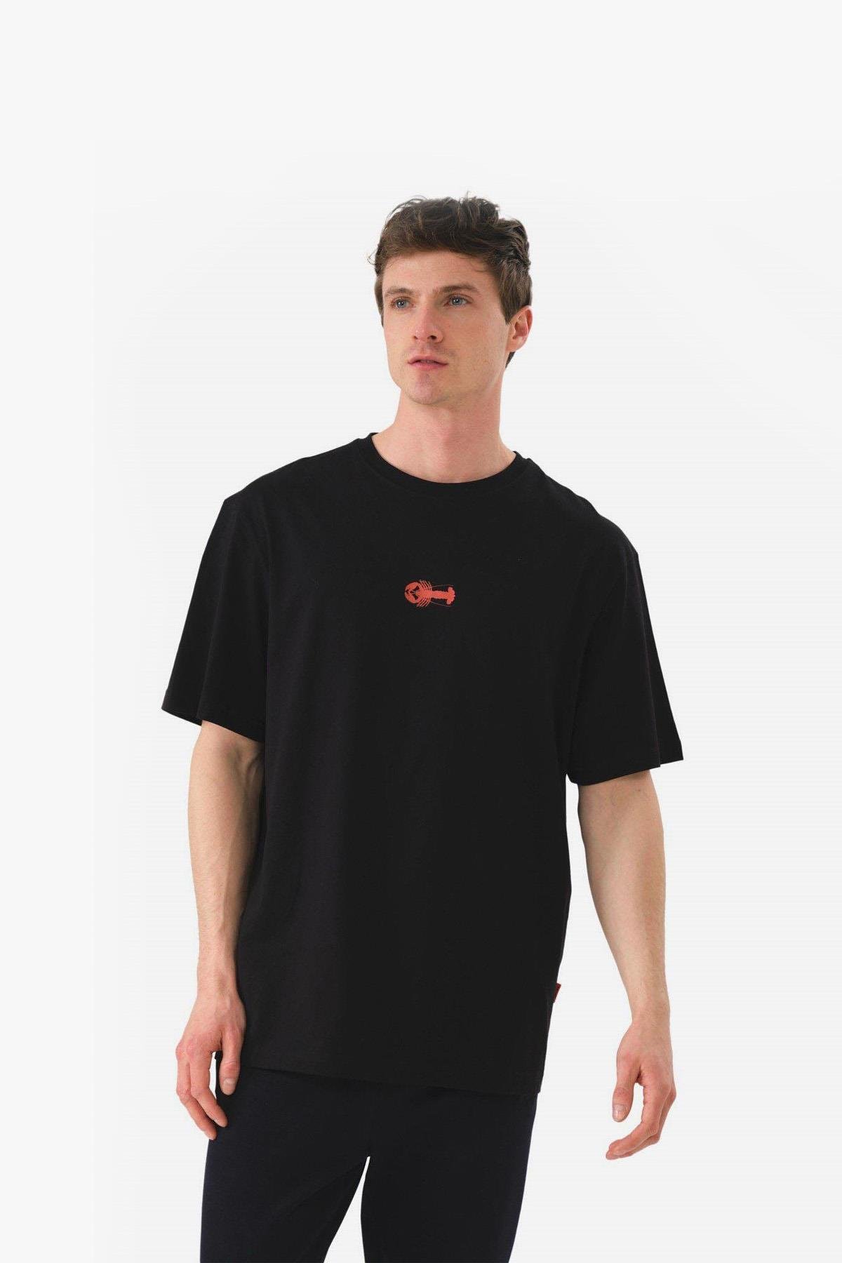 John Frank Lobster Oversize Siyah Erkek T-Shirt