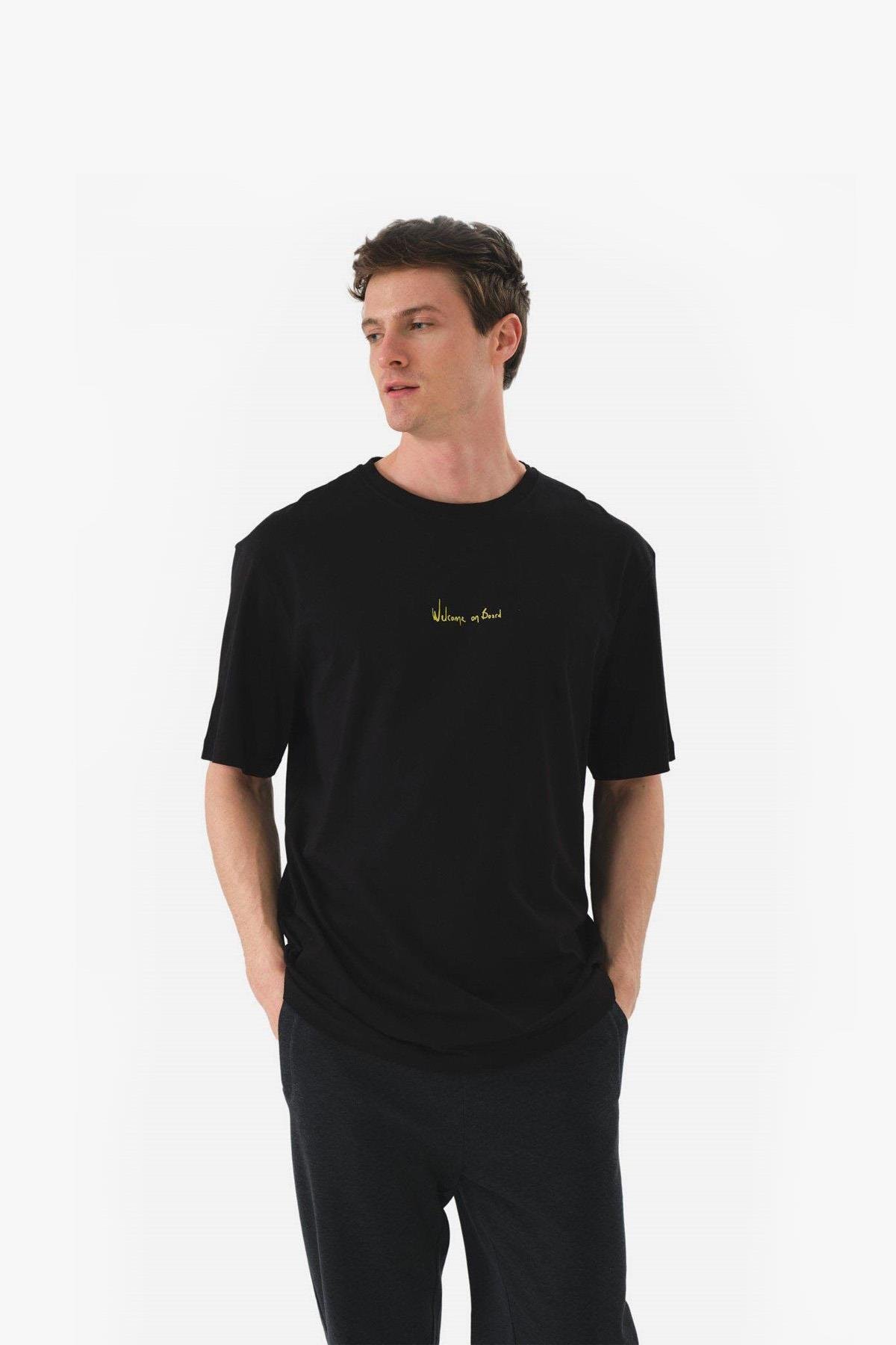 John Frank On Board Oversize Siyah Erkek T-Shirt