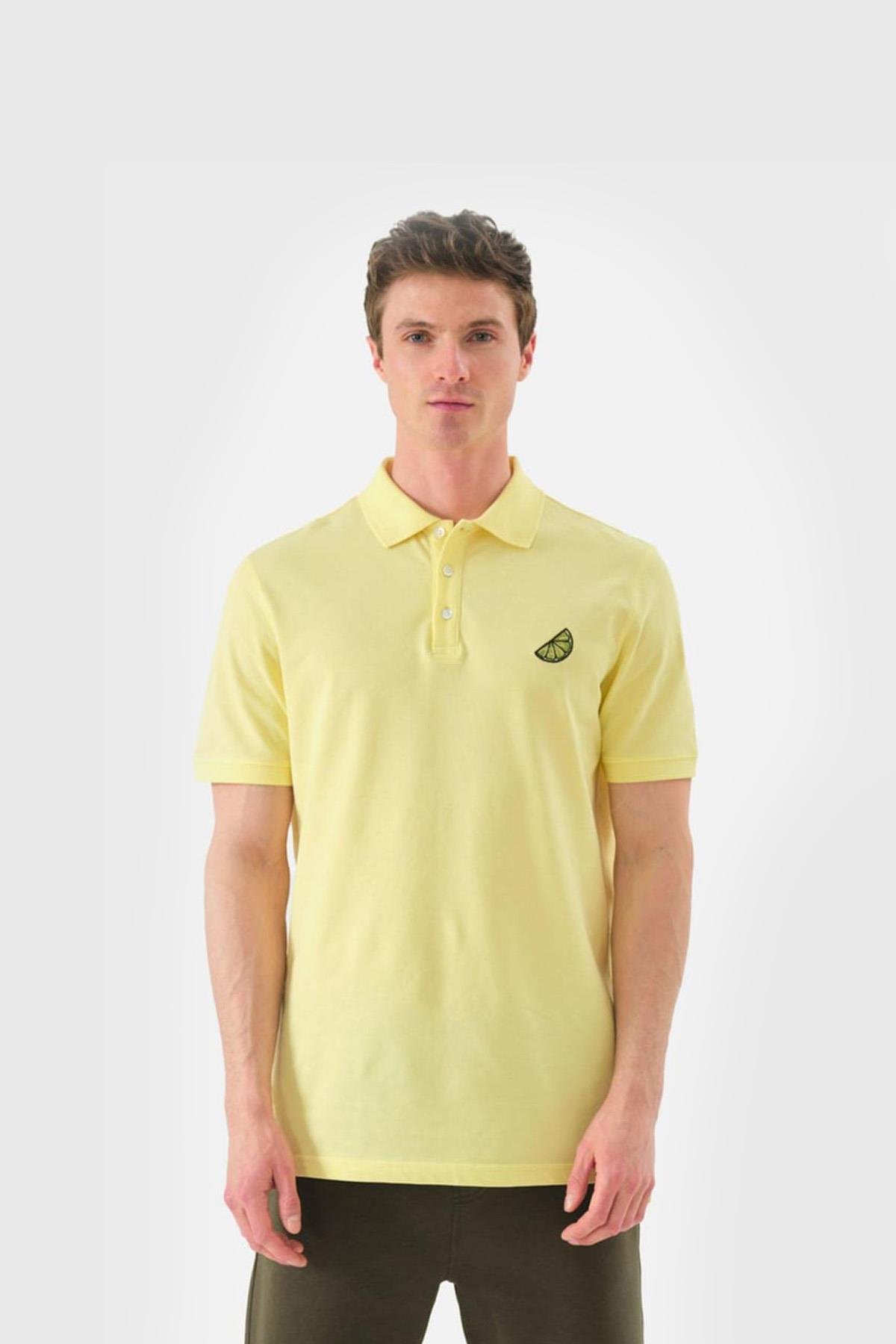 John Frank Sarı Lime Erkek  Polo T-Shirt