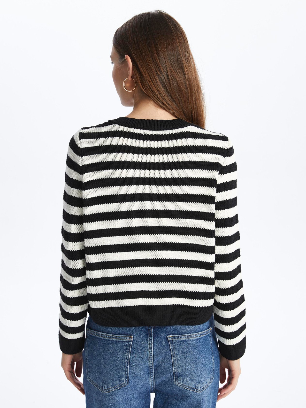 Amalfi-Hırka Uzun Kol Çizgili Triko-Siyah Stripe