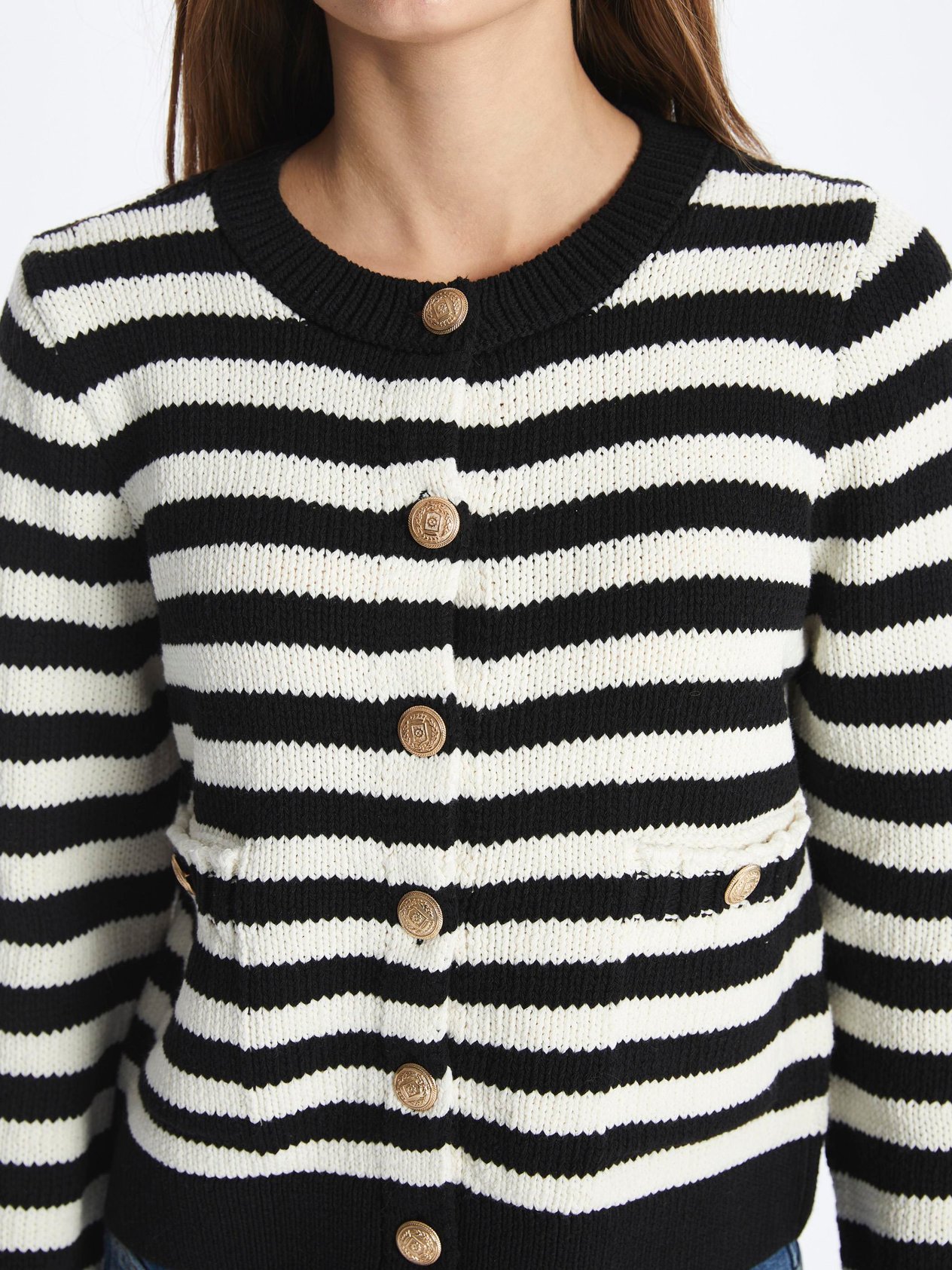 Amalfi-Hırka Uzun Kol Çizgili Triko-Siyah Stripe