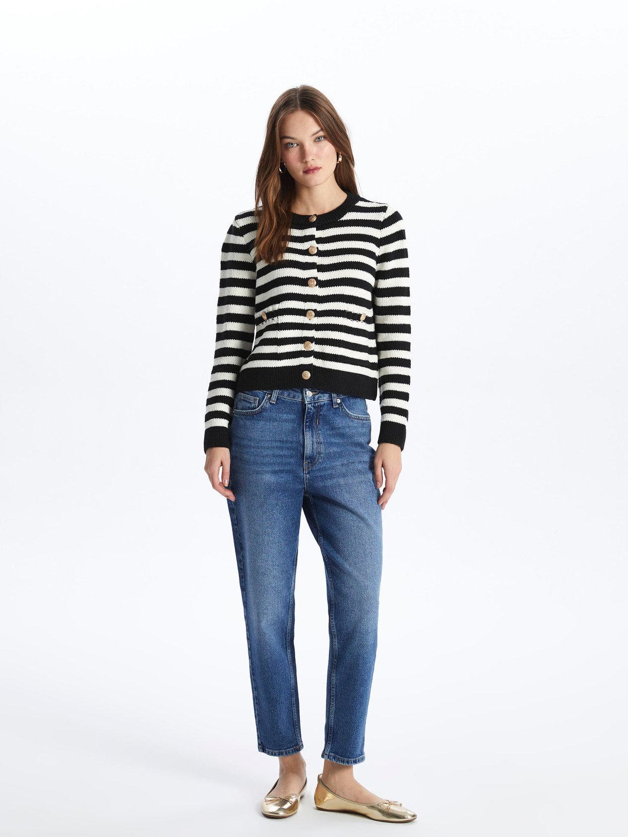 Amalfi-Hırka Uzun Kol Çizgili Triko-Siyah Stripe