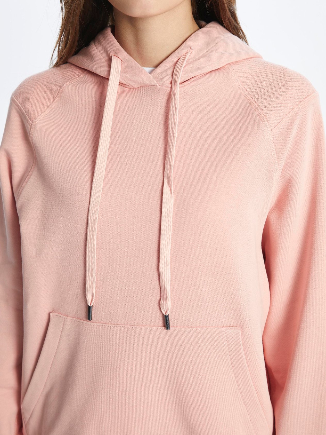 Porto-Kapuşonlu Uzun Kol Düz Sweatshirt-Somon