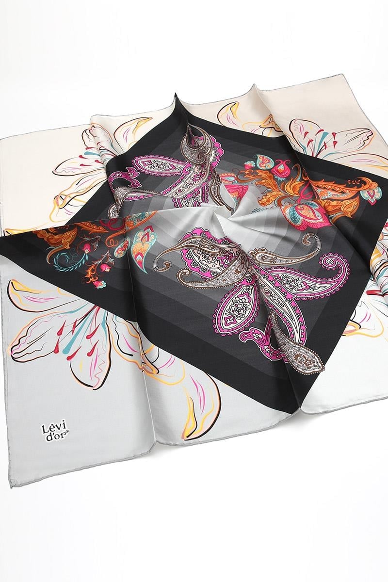 Levidor Gri Twill Saf İpek Eşarp
