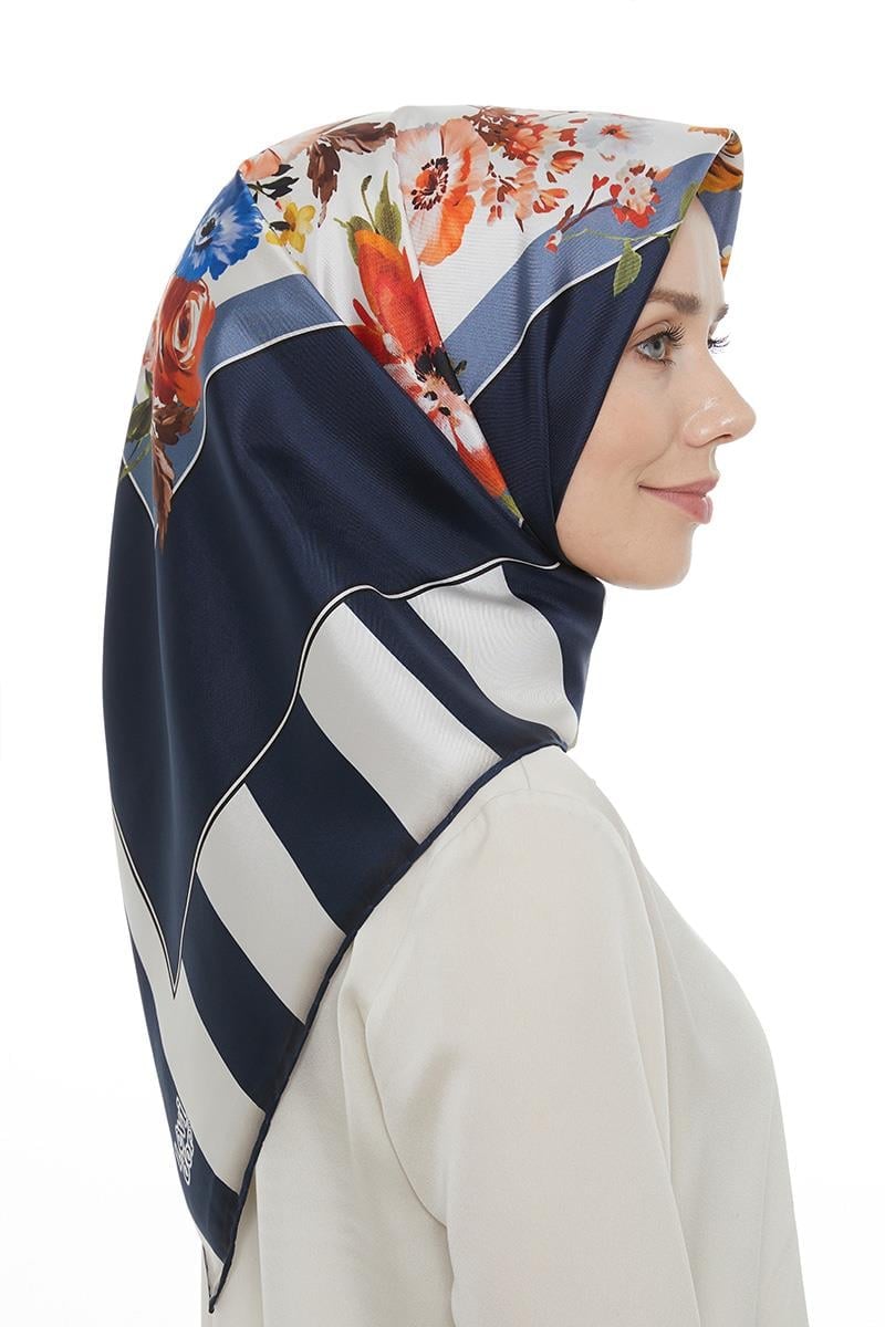 Levidor Lacivert Twill Saf İpek Eşarp