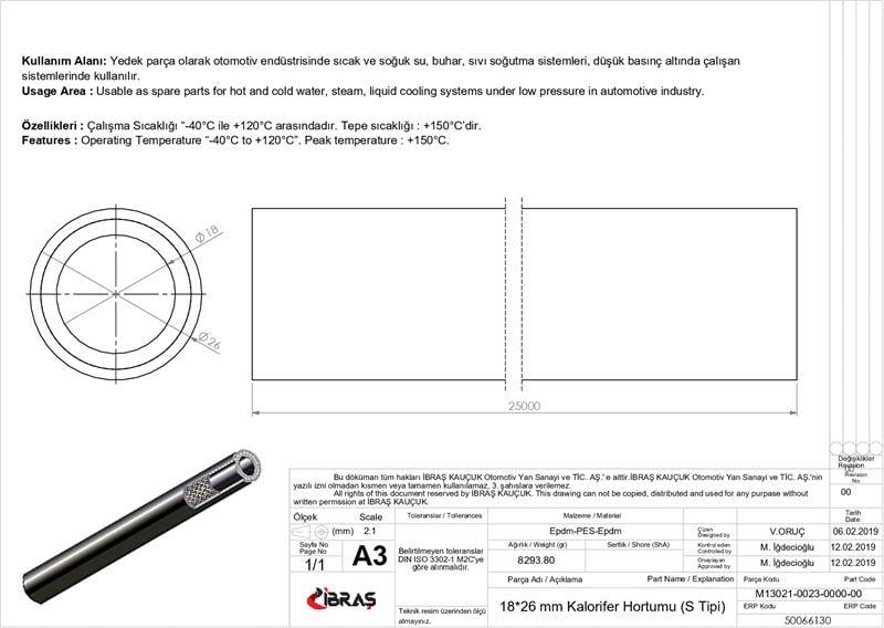 18mm x 26mmKALORİFER HORTUMU ( Üniversal )S  TİPİ