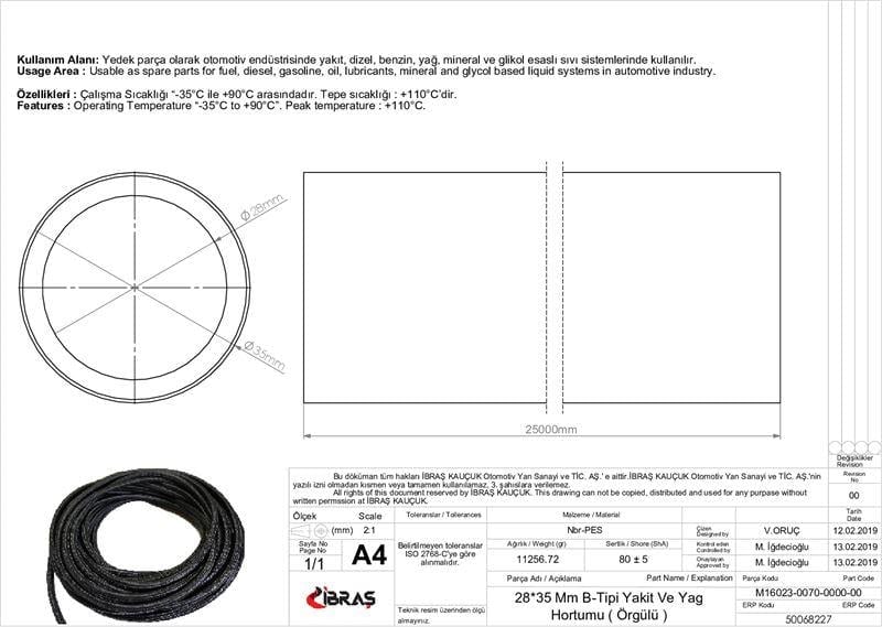 28.0mm x 35.0mmYAKIT HORTUMU ( Üniversal )B  TİPİ
