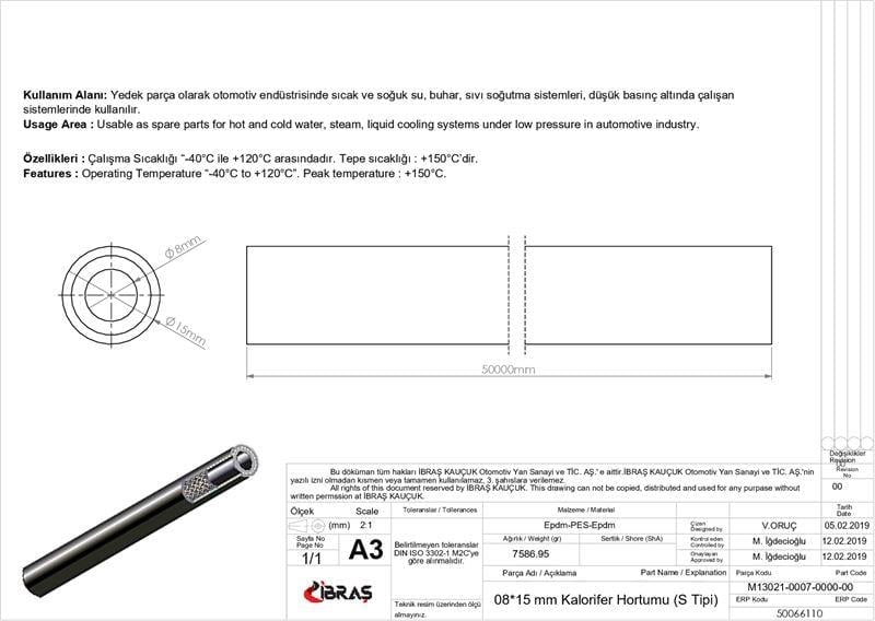 8mm x 15mmKALORİFER HORTUMU ( Üniversal )S  TİPİ