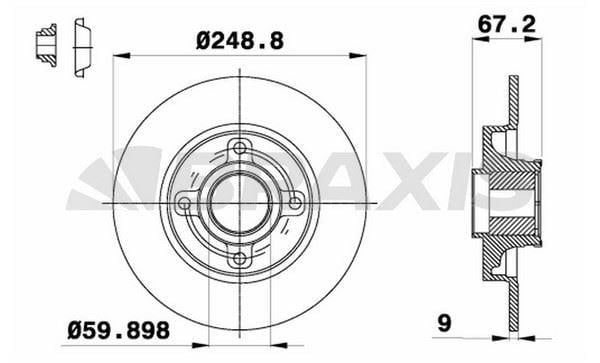 ARKA FREN DISK AYNASI C4 P307 (PORYALI RULMANLI)1.4I 1.6HDI 1.6I 2.0HDI 2.0I ESPLI ARACLAR ICIN
