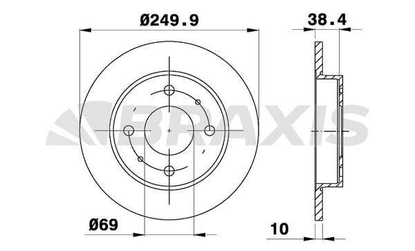 ARKA FREN DISK AYNASI MITSUBISHI COLT CZ3 1.1I / SMART FORFOUR 04>06 250×4