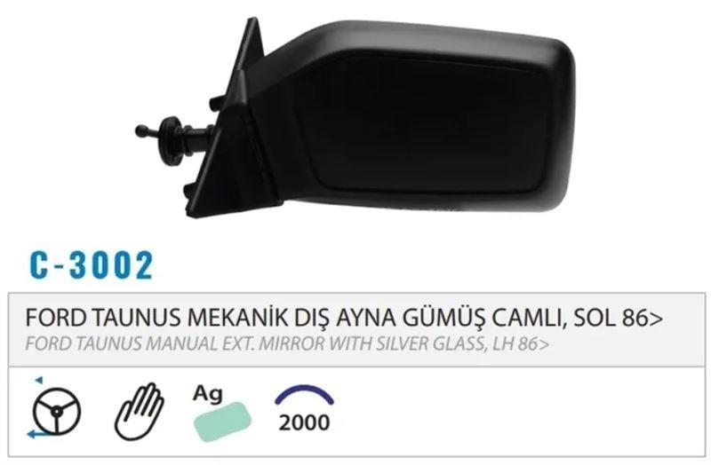 DIŞ DİKİZ AYNASI MEKANİK GÜMÜŞ SOL TAUNUS M003.300 2