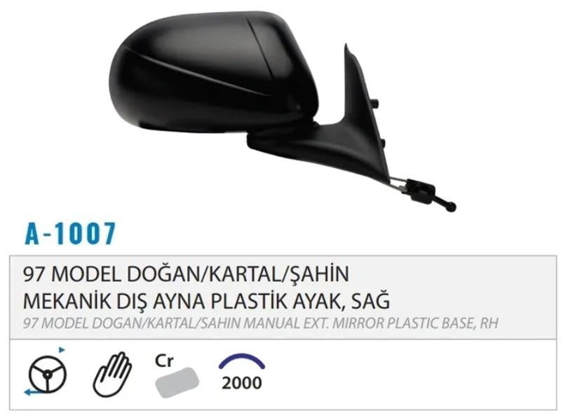 DIŞ DİKİZ AYNASI MEKANİK SAĞ YUMUTRA TİP M131 97> M001.1007