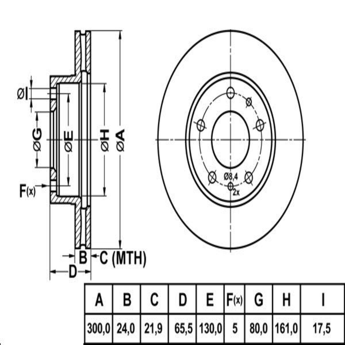 FREN DISK ON HAVA KANALLI 300-5 ( FIAT: DUCATO 94 - 06 / PEUGEOT: BOXER 2.8 94 - 06) 