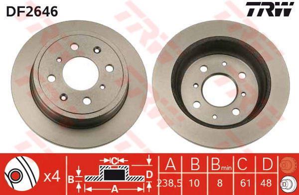 FREN DİSKİ ARKA CIVIC IV 87> CIVIC VI 95> ACCORD 85> CRX 87> CONCERTO 89> / 25 99> 45 00> 200 95>00 400 95> / ZR 01> DÜZ 238.5mm