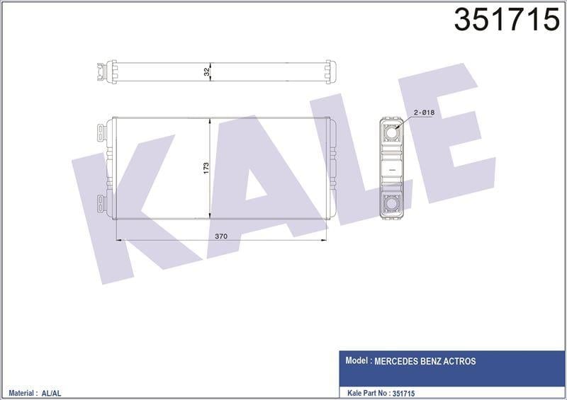 KALORİFER RADYATÖRÜ MERCEDES TRUCKS MERCEDES BENZ ACTROS MP2/MP3 03=> AL/BRZ 370×173×32