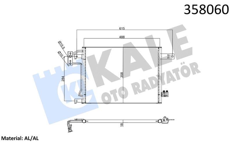 KLİMA RADYATÖRÜ JEEP WRANGLER III 2.8CRDI 3.6 V6 3 .8 07=> KURUTUCUSUZ BRAZING AL/AL 488×358×18 AL/BRZ