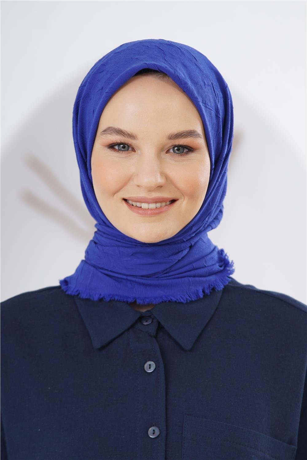 LORYAN BAMBU SAKS MAVİ EŞARP