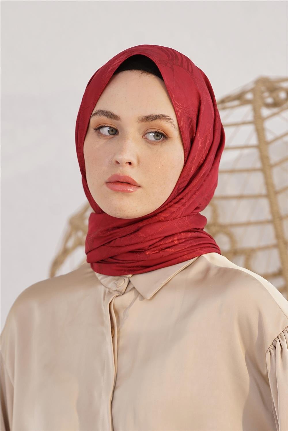LORYAN FLOŞ JAKAR RETRO BORDO ŞAL